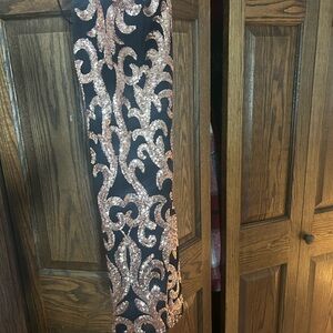 Black and Rose Gold Sequin Dress